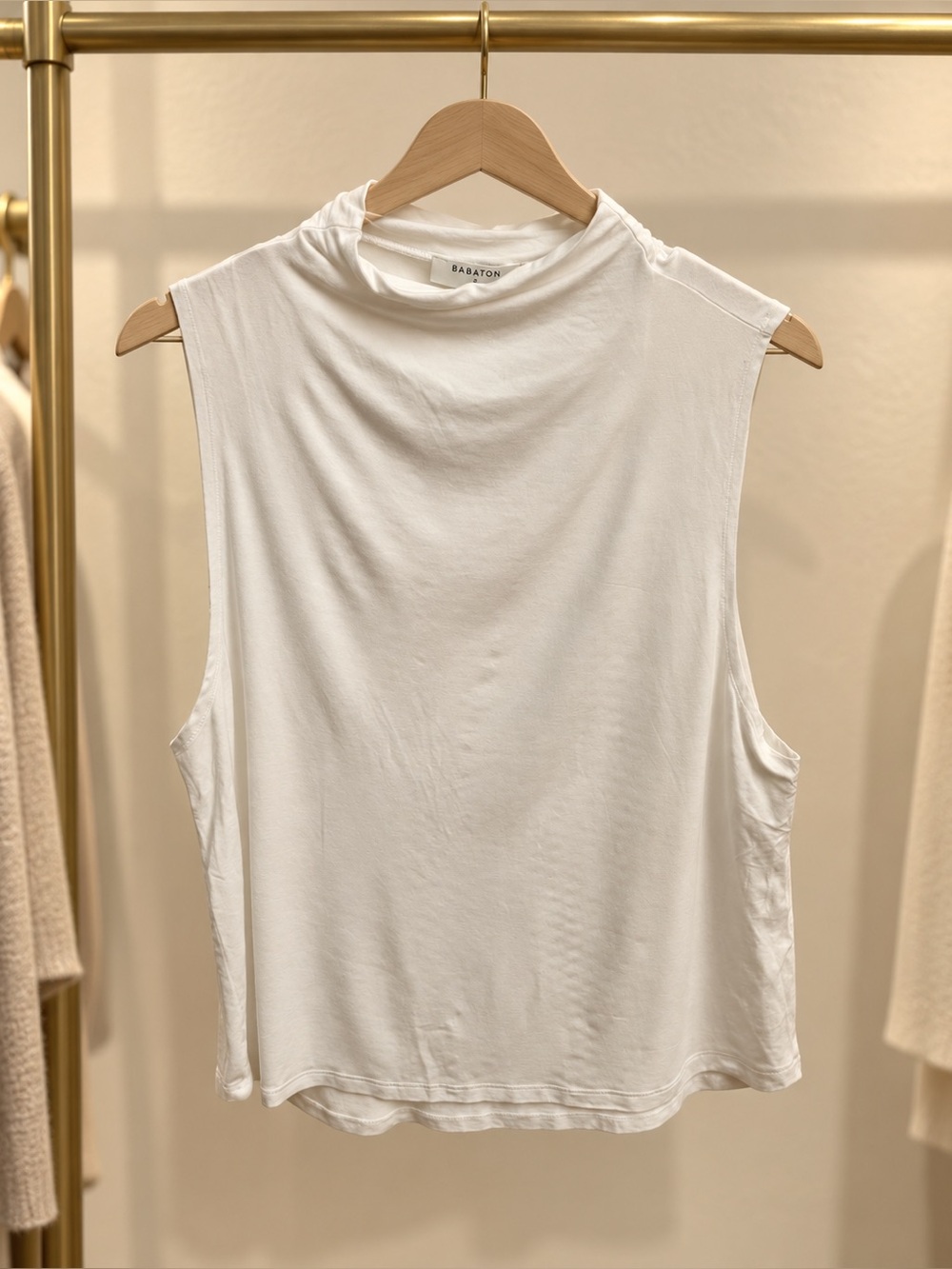 Aritzia Babaton Sleeveless Mock Neck Top - White